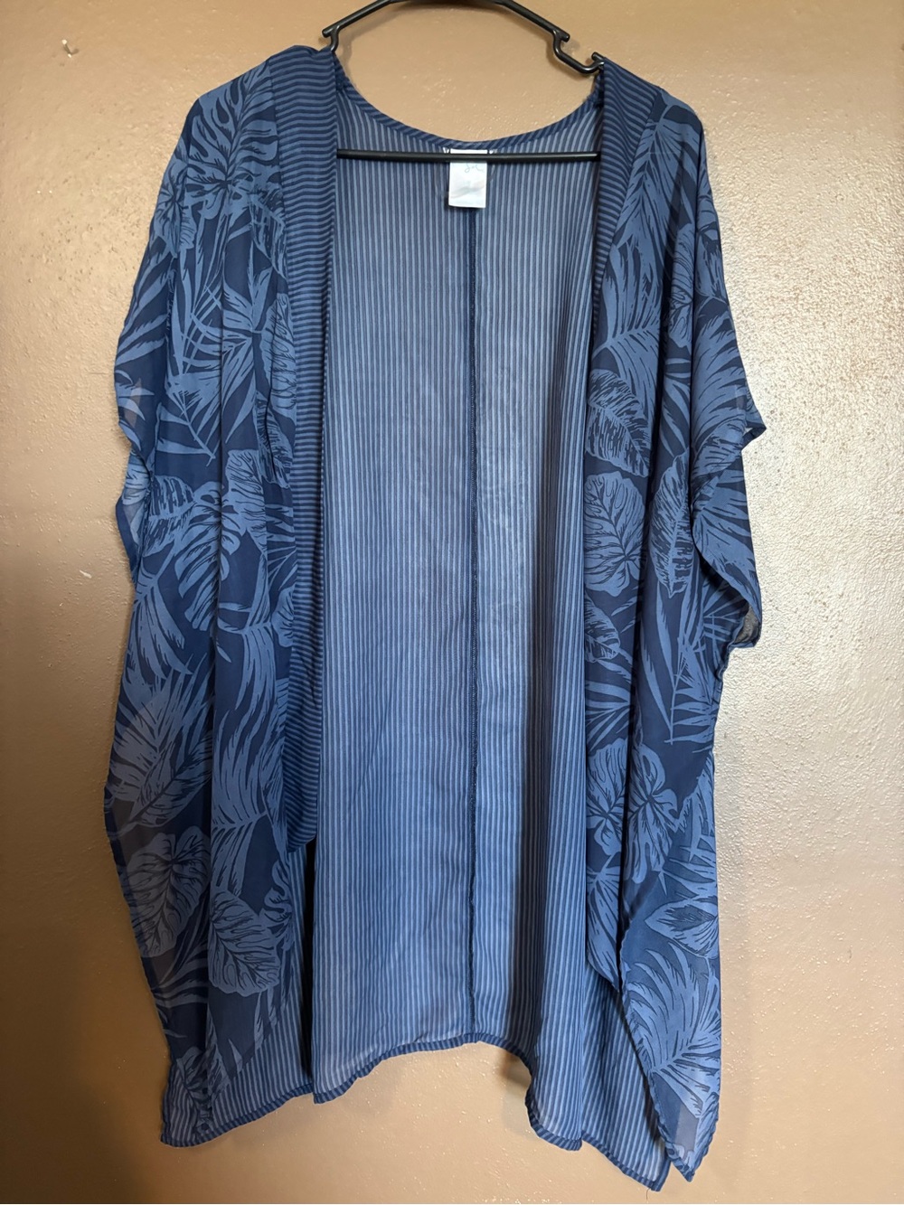 Swim cover up KONA SOL Blue Tropical Print Kimono Cardigan L/XL